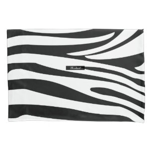 Monogram Zebra black & white stripes print pattern Pillowcase