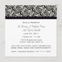 Monogram Zebra Party Invitations