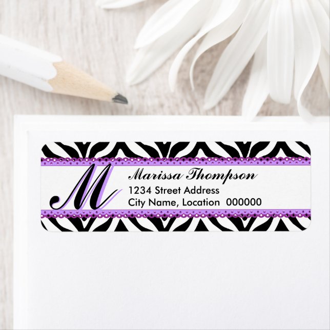 Monogram Zebra Print and Purple Lace (Insitu)