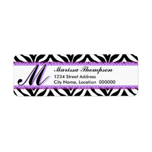 Monogram Zebra Print and Purple Lace