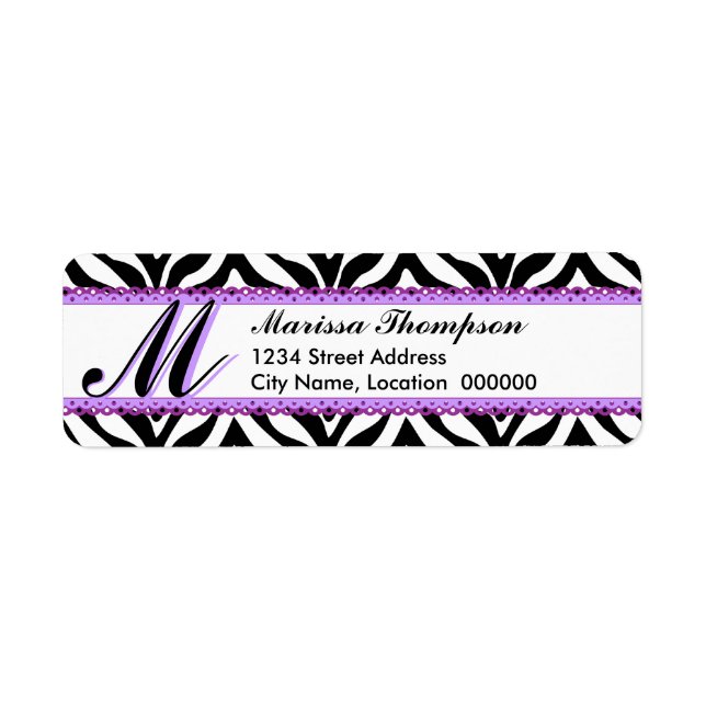 Monogram Zebra Print and Purple Lace (Front)