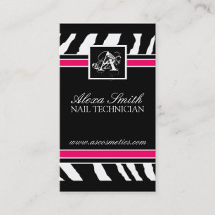 Monogram Zebra Print  Business Card