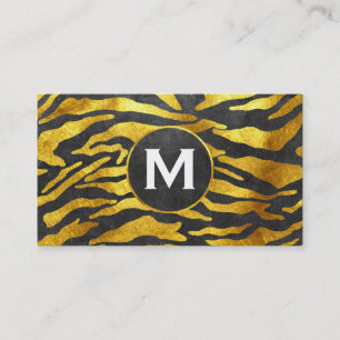 Monogram   Zebra Print (gold)   Slate Business Card