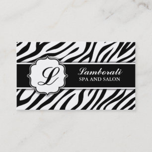 Monogram Zebra Print Hair Stylist Hairdresser Business Card