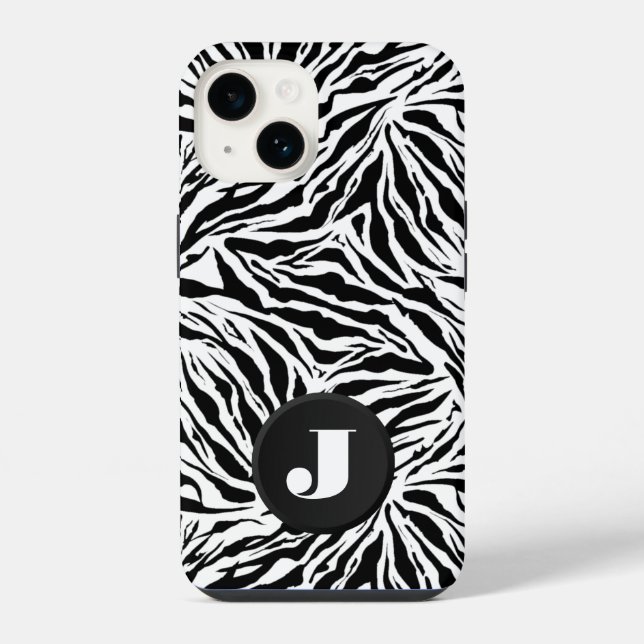 Monogram Zebra Print iPhone Case (Back)