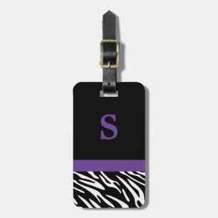 Monogram Zebra Stripe with Purple Luggage Tag