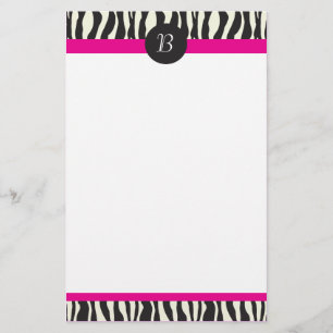Monogram Zebra Stripes Customizable Stationery