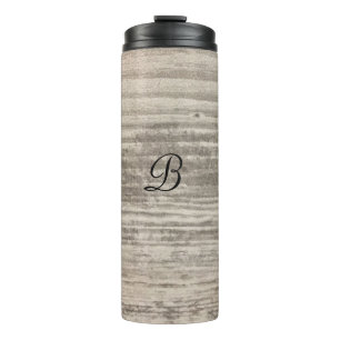 Monogram Zen Wood Grain Black Brown Thermal Tumbler