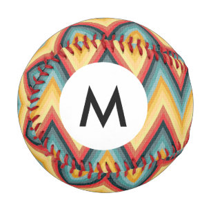 Monogram Zig Zag Striped Background 2 Baseball