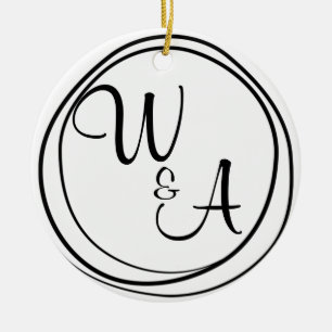 Monograma para casal Estilo Rústico Farmhouse Ceramic Ornament