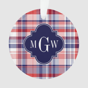 Monograme de Red White Blue Preppy Madras