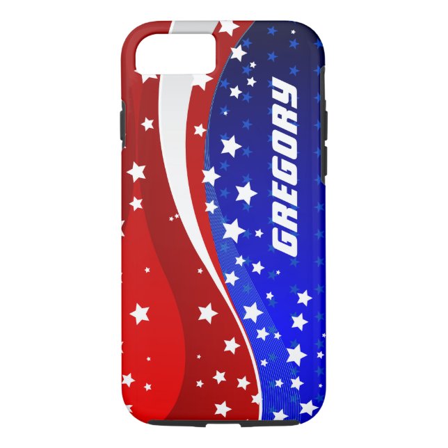 Monogramed Abstract American Flag Design Case-Mate iPhone Case (Back)