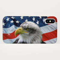 Monogramed Bald Eagle and American Flag