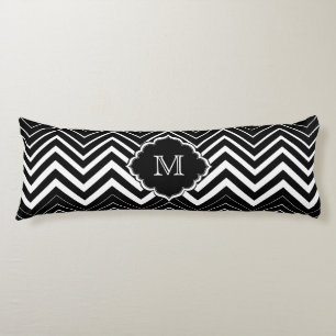 Monogramed Black And White Zigzag Chevron Body Pillow