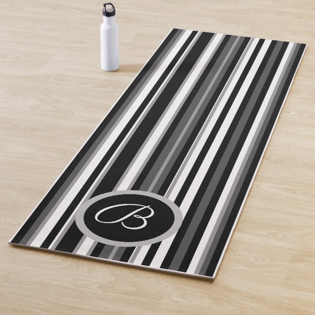 Monogramed Black Striped Yoga Mat (In Situ)
