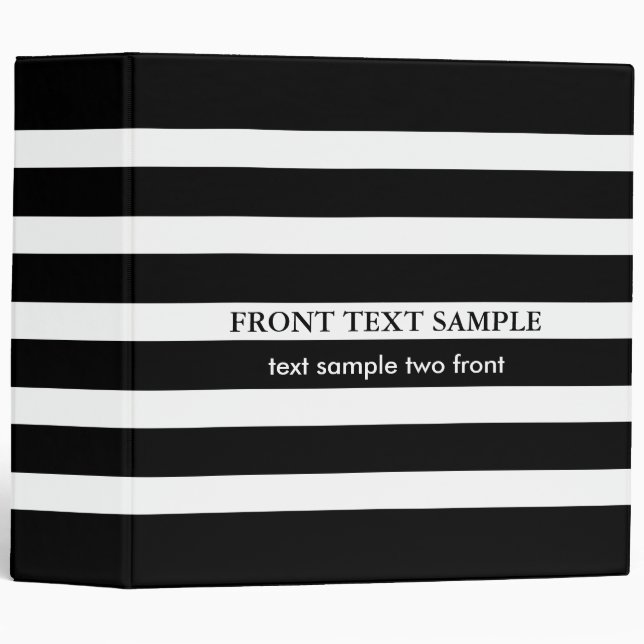 Monogramed Black Stripes Geometric Pattern Binder (Front/Spine)