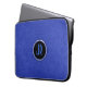 Monogramed Blue Suede Leather Floral Design Laptop Sleeve (Front Left)