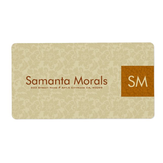 Monogramed Bold Modern Beige & Brown Damasks 2 (Front)