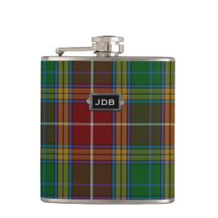 Monogramed Clan Baxter Tartan Plaid Flask