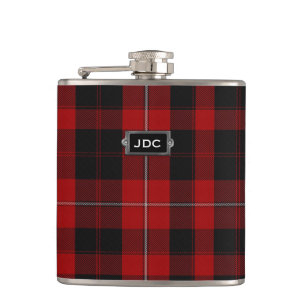 Monogramed Clan Cunningham Tartan Plaid Flask