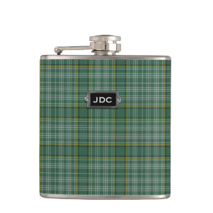 Monogramed Clan Currie Tartan Plaid Flask