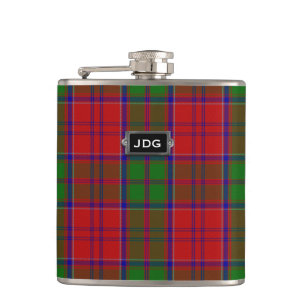 Monogramed Clan Grant Tartan Plaid Flask