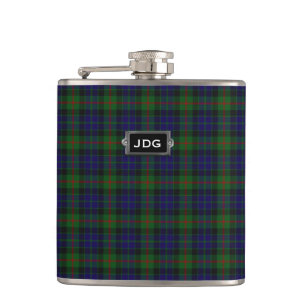 Monogramed Clan Gunn Tartan Plaid Flask