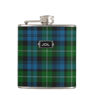 Monogramed Clan Lamont Tartan Plaid Flask