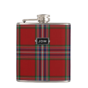 Monogramed Clan MacFarlane Tartan Plaid Flask