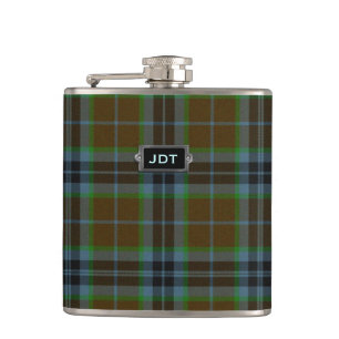 Monogramed Clan Thomson Tartan Plaid Flask