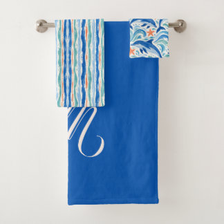 Monogramed Coastal Dolphin Bathroom Towel Set