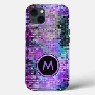 Monogramed Colourful Disco Glitter Purple Overtone iPhone 13 Case