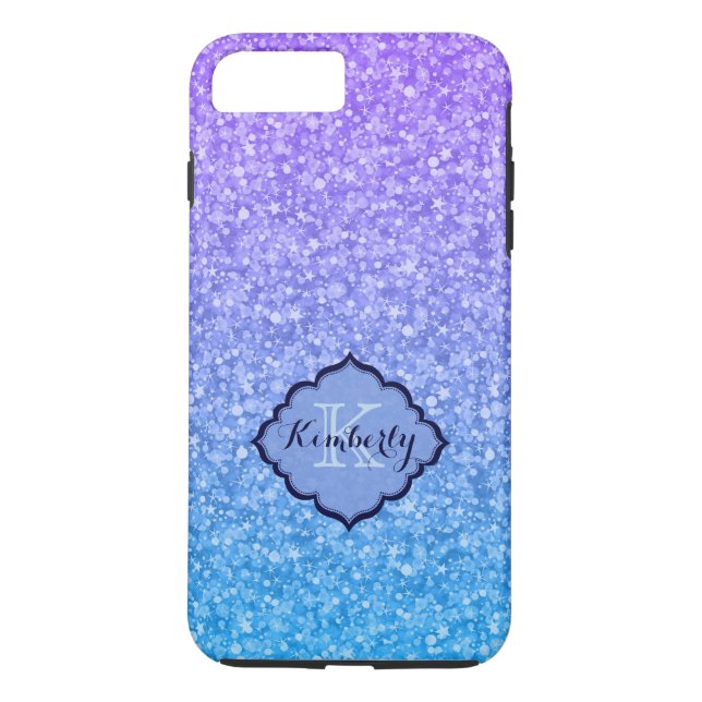 Monogramed Colourful Glitter And Sparkles Pattern Case-Mate iPhone Case (Back)