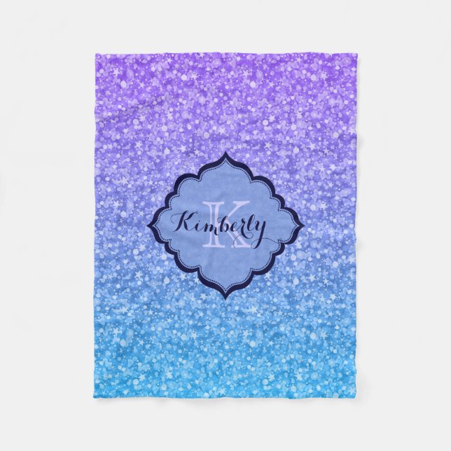 Monogramed Colourful Glitter And Sparkles Pattern Fleece Blanket (Front)