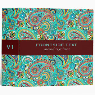 Monogramed Colourful Retro Paisley Binder