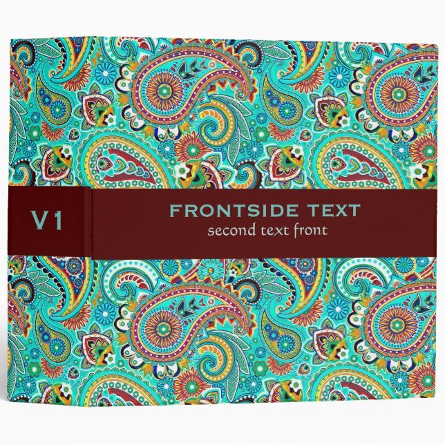 Monogramed Colourful Retro Paisley Binder (Front/Spine)