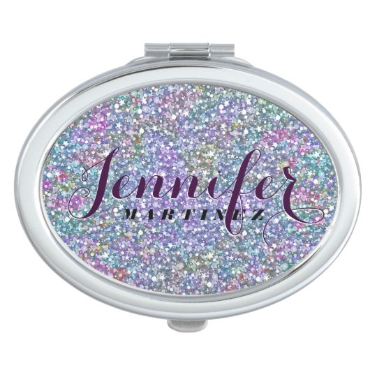 Monogramed Colourful Tint Glitter & Sparkles Compact Mirror