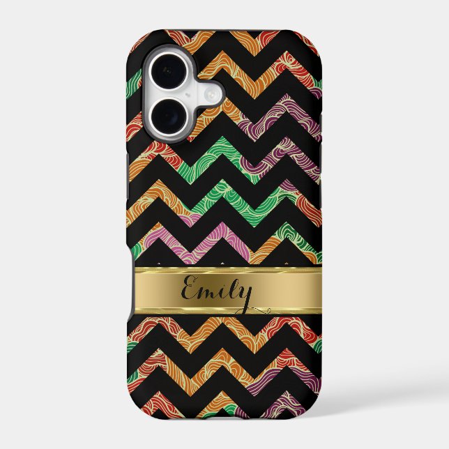 Monogramed Colourful Zigzag Chevron Pattern (Back)