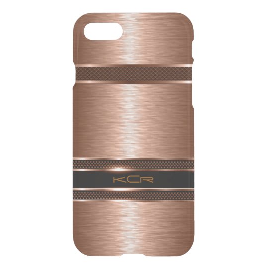 Monogramed Copper Metallic Brushed Aluminum Look iPhone 8/7 Case
