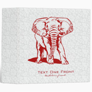 Monogramed Cute Dark Red Elephant Line Drawing Binder