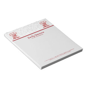 Monogramed Cute Dark Red Elephant Line Drawing Notepad