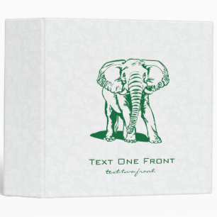 Monogramed Cute Hunter Green Elephant Line Drawing Binder