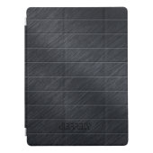 Monogramed Dark Grey Carbon Fibre Metallic Texture iPad Pro Cover (Front)