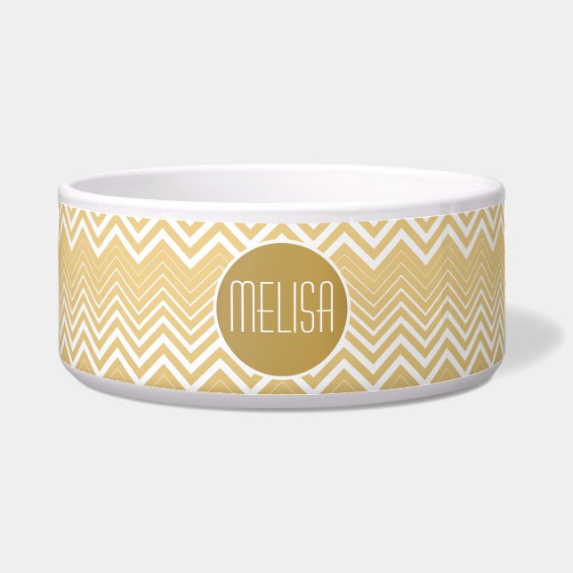 Monogramed Gold And White Zigzag Chevron (Front)
