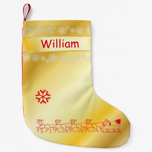 Monogramed  Gold Christmas Stocking (Front)