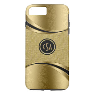 Monogramed Gold Metallic Look With Gold Glitter iPhone 8 Plus/7 Plus Case