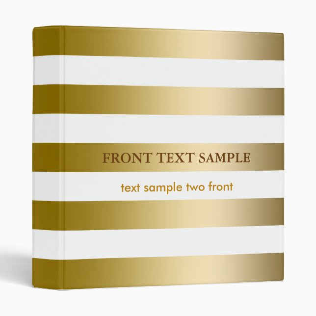 Monogramed Gold Stripes Geometric Pattern Binder (Front/Spine)