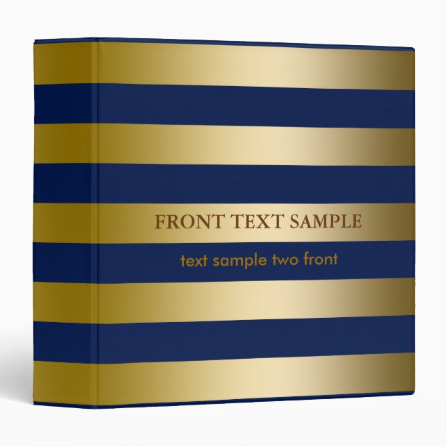 Monogramed Gold Stripes Geometric Pattern Binder (Front/Spine)