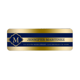 Monogramed Gold Stripes Geometric Pattern Label