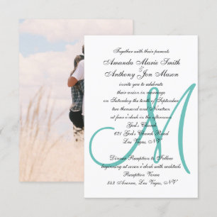 Monogramed Initial Upload Your Photo Wedding Invitation